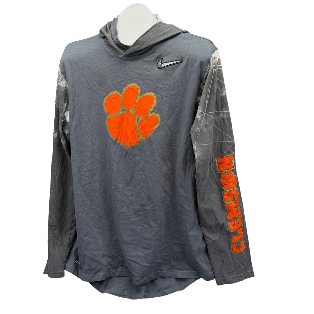 Nike Dri-Fit Clemson Tigers Team-Issued CFP Hooded Shirt Mens M EUC Rare